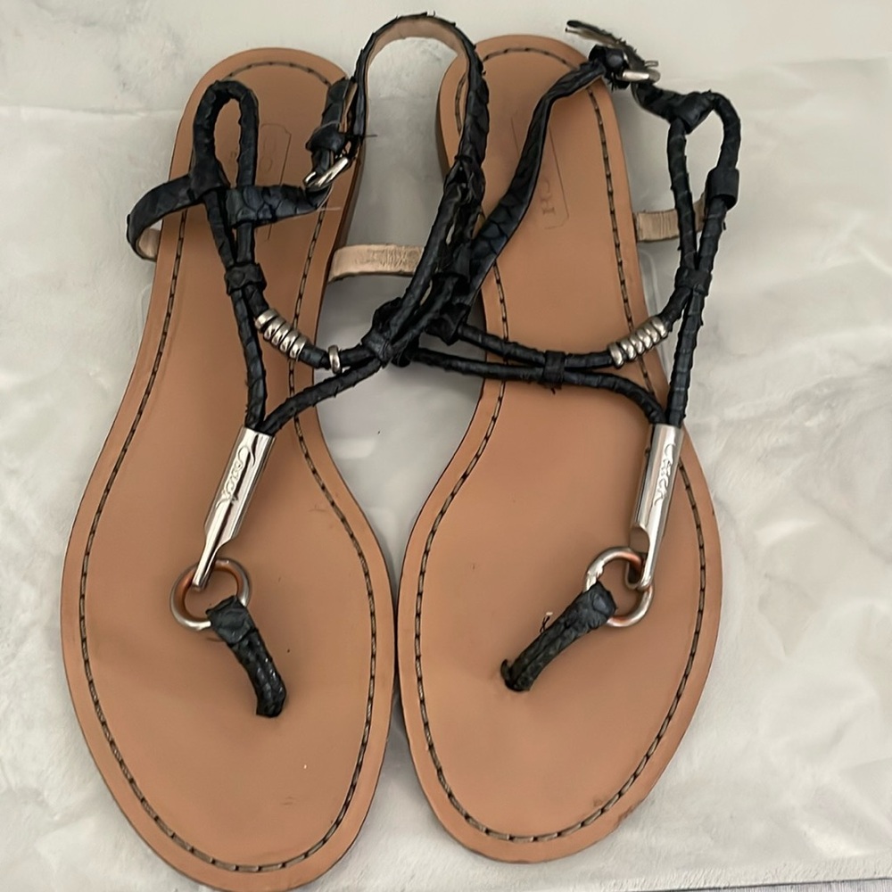 Coach Leather upper 1/4” heel sandal.